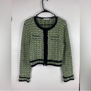 Alice and Olivia Tyler Cropped Cardigan in Black Soft White Size M